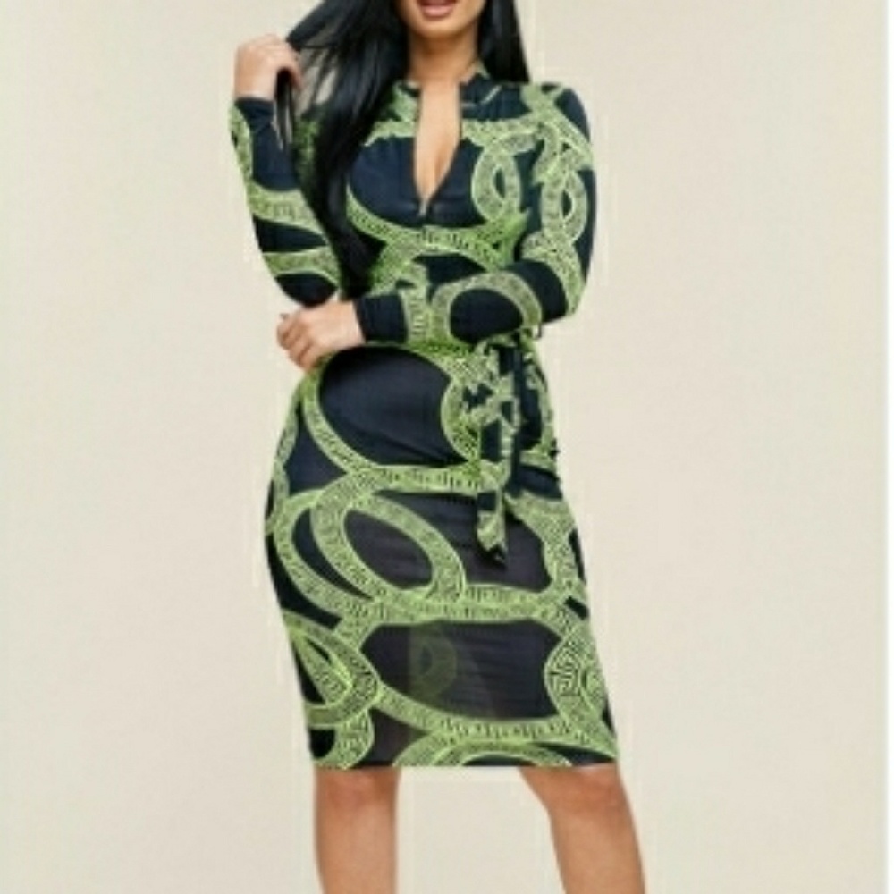 💥Long Sleeve Plus Size Multi Color Print Dress - Picture 2 of 5